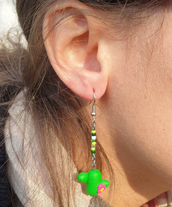 Boucles d’oreilles, motif Cactus