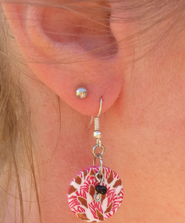 Boucles d’oreilles, motif Lotus japonais
