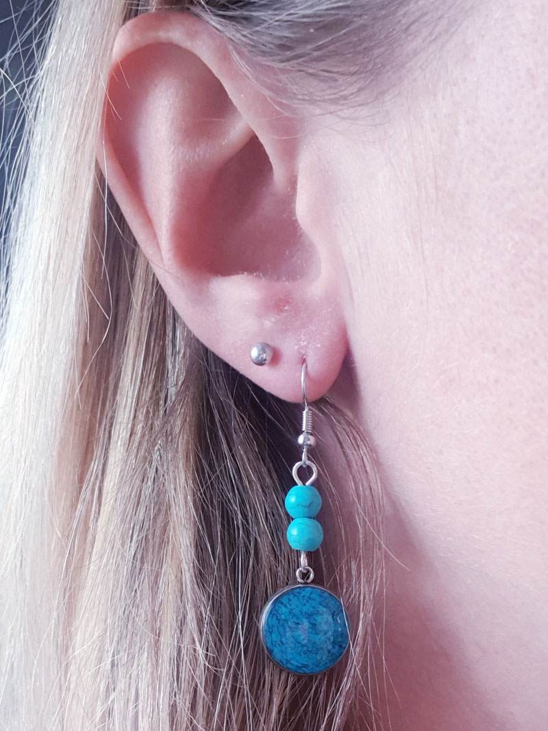 Boucles d’oreilles, motif Turquoise, Turquoise