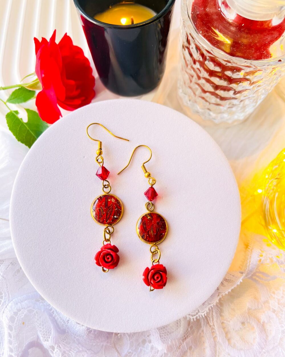 Boucles d'oreilles Rose de Minuit