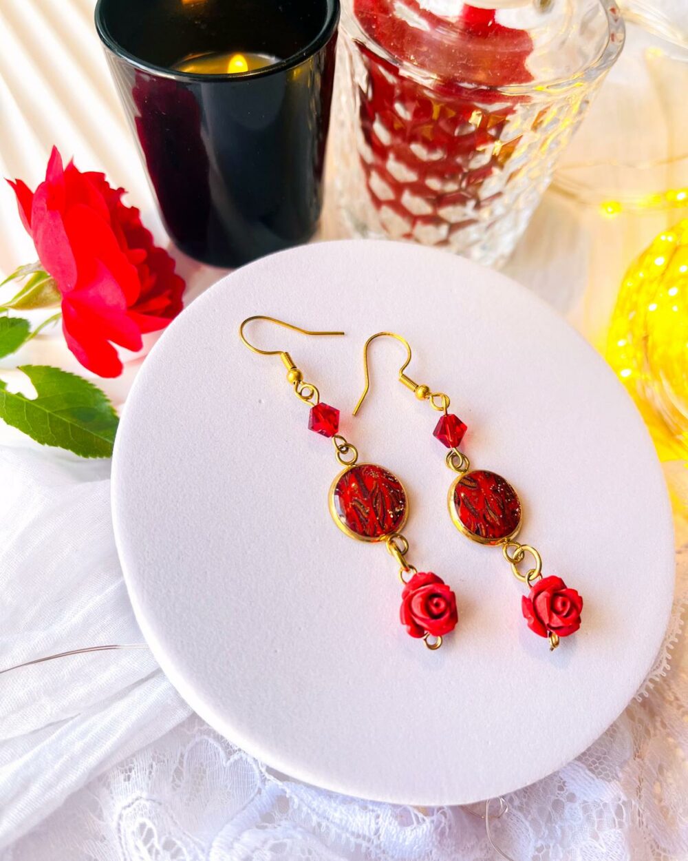 Boucles d'oreilles Rose de Minuit – Image 3