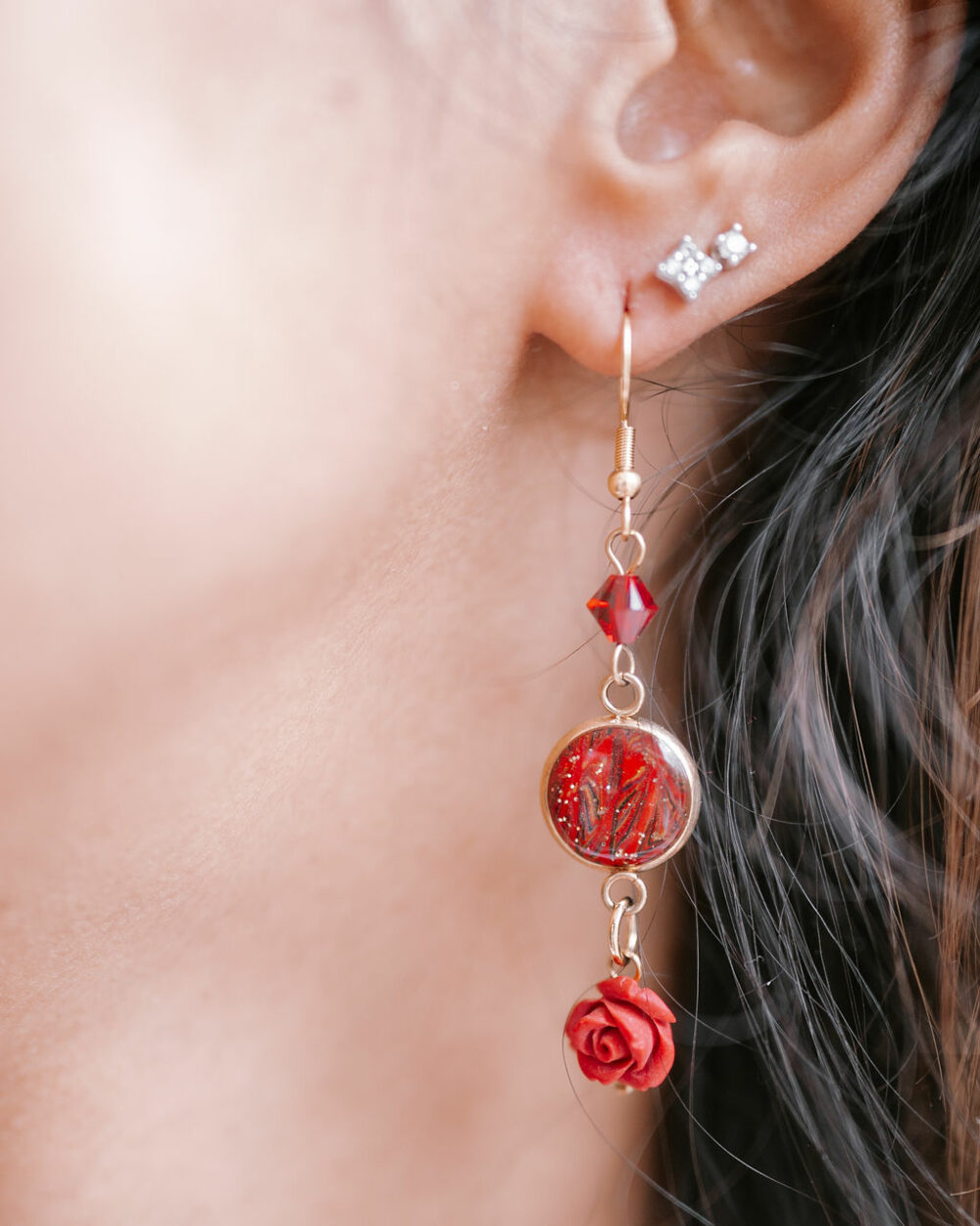 Boucles d'oreilles Rose de Minuit – Image 2