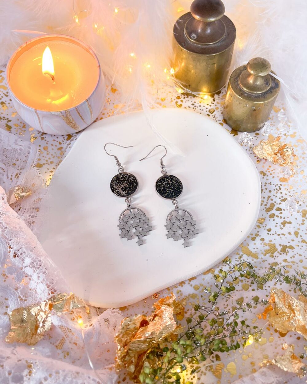 Boucles d'oreilles Abondance Argentée – Image 2