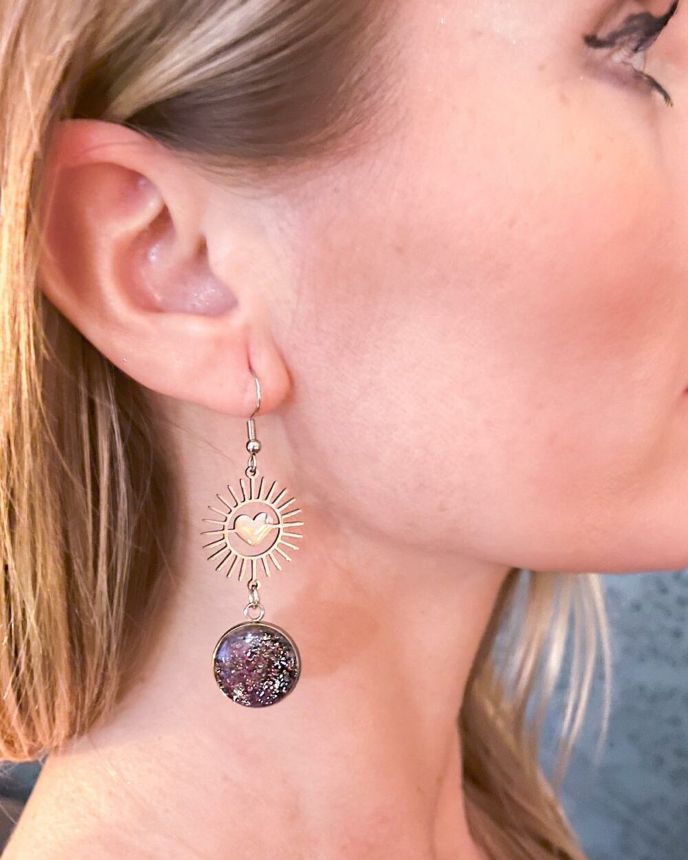 Boucles d'oreilles Amour Argenté – Image 2